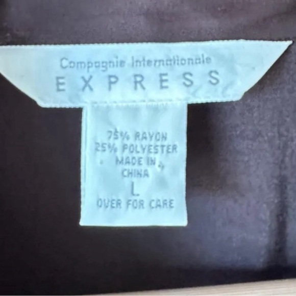 Vintage Express Shiny Brown Button-Up Shirt size L Campagnie International - Picture 6 of 6